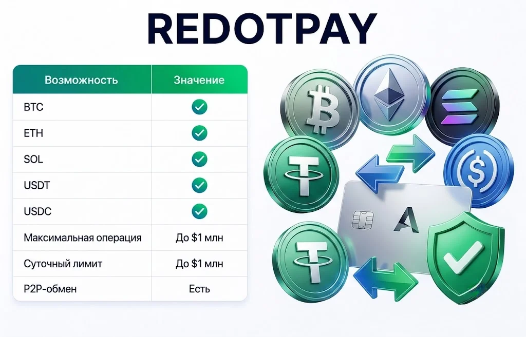 Криптовалютные платежные карты 2026: лидеры рынка 4 Redotpay