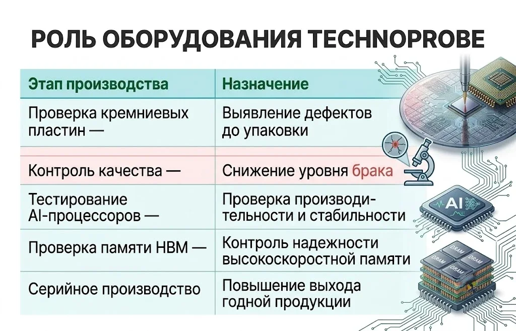 Technoprobe: акции европейского AI-производителя взлетели на 330% 2 Роль оборудования technoprobe в производстве чипов