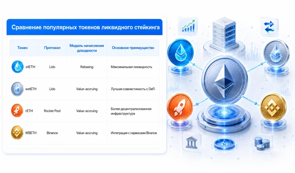 Сравнение популярных токенов ликвидного стейкинга