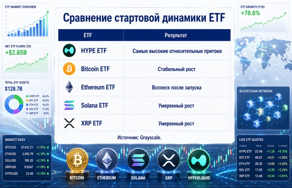 Сравнение стартовой динамики etf