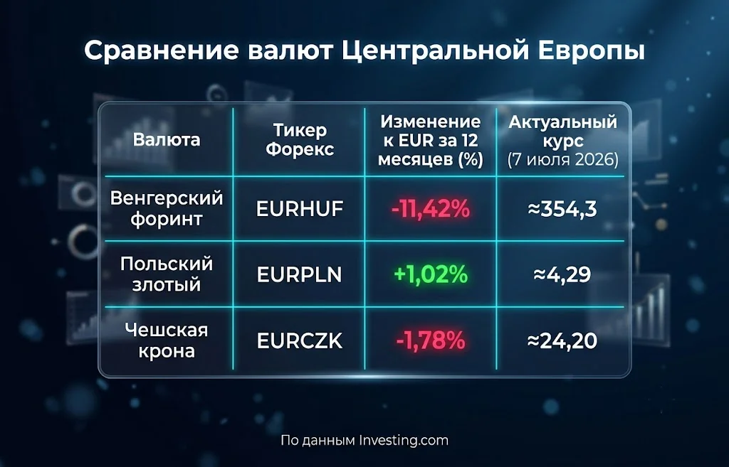Сравнение валют центральной европы