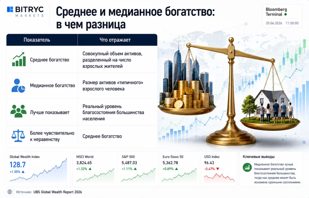 Среднее и медианное богатство в чем разница