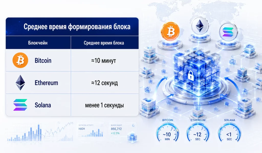 Мифы о криптовалютах: 7 домыслов из-за которых новички теряют деньги 1 Среднее время формирования блока