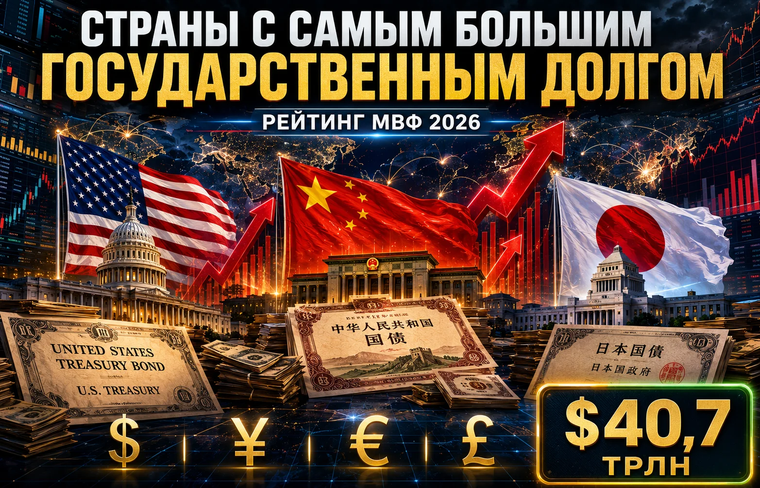 Страны с самым большим государственным долгом: рейтинг МВФ 2026
