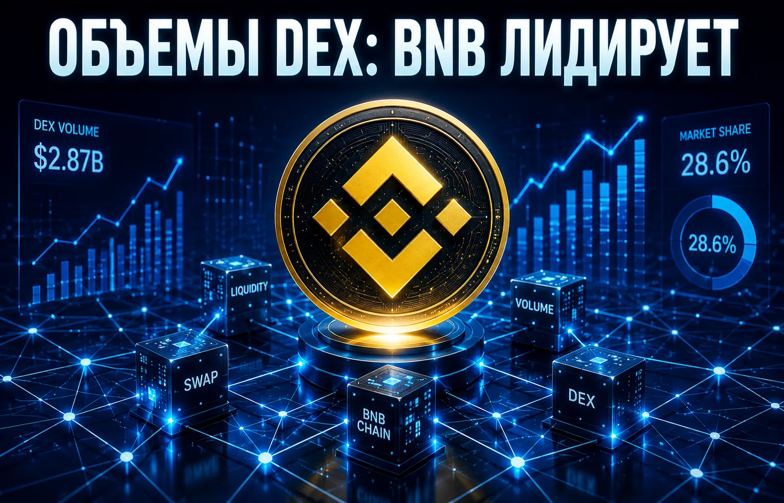Цена BNB готовится к пробою: сеть лидирует по объему торгов на DEX