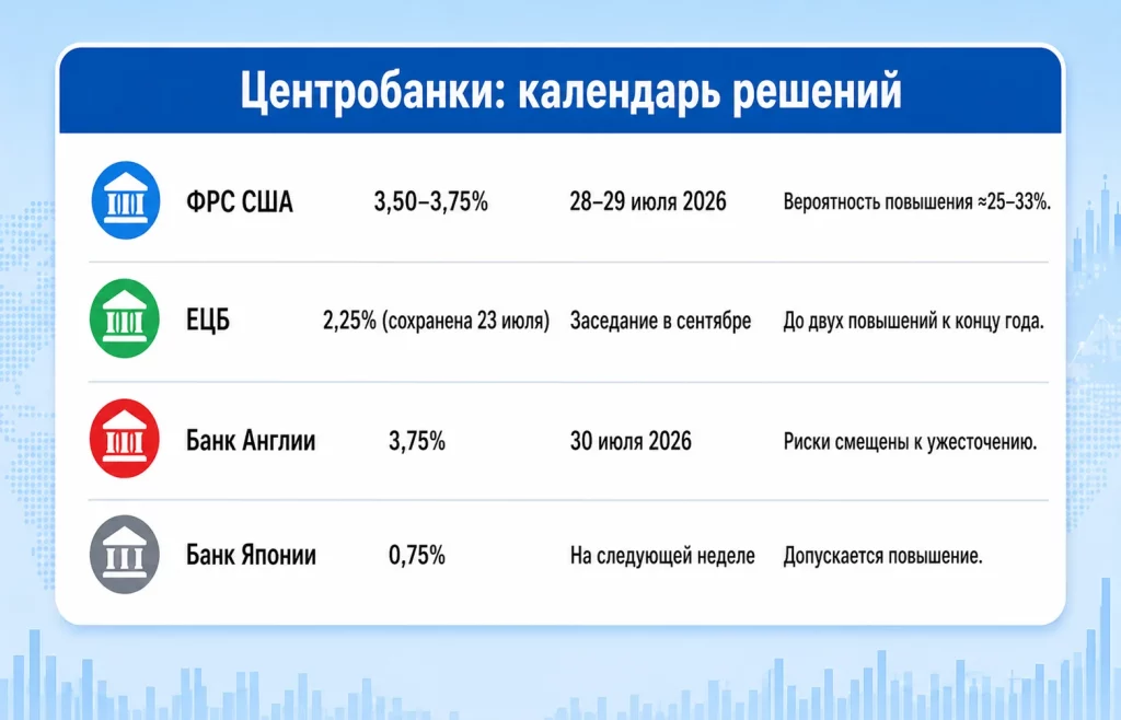 Центробанки календарь решений