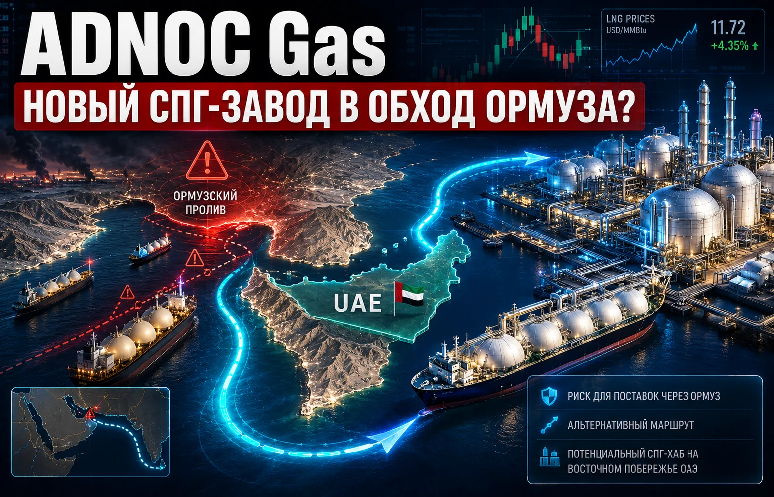 ADNOC Gas планирует новый СПГ-завод в обход Ормуза