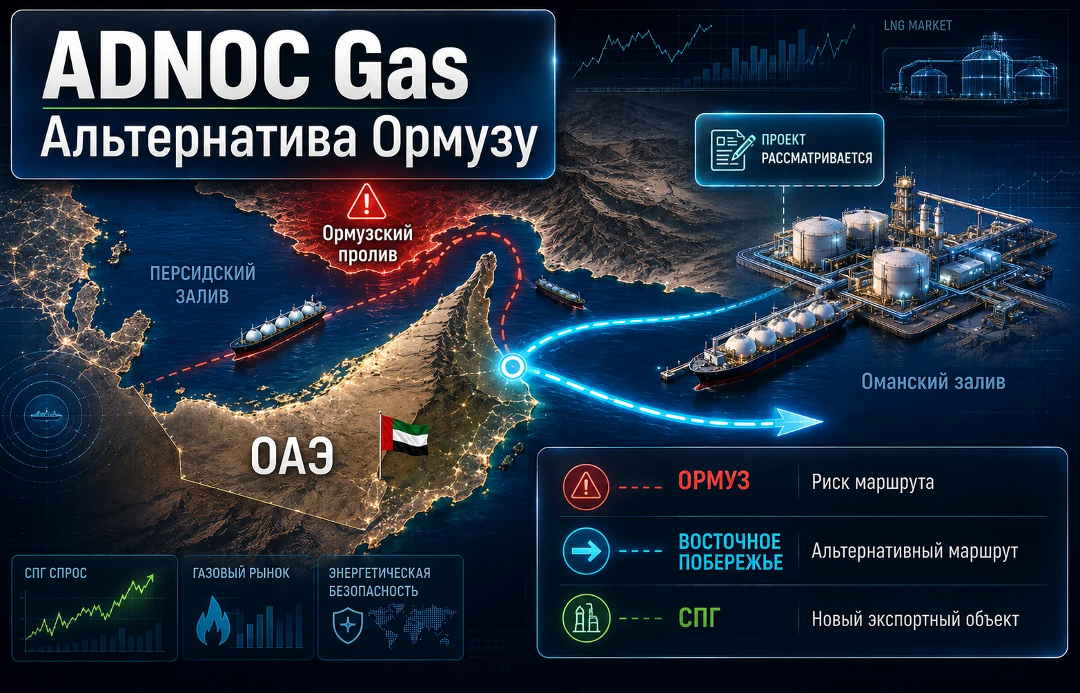 ADNOC Gas планирует новый СПГ-завод в обход Ормуза