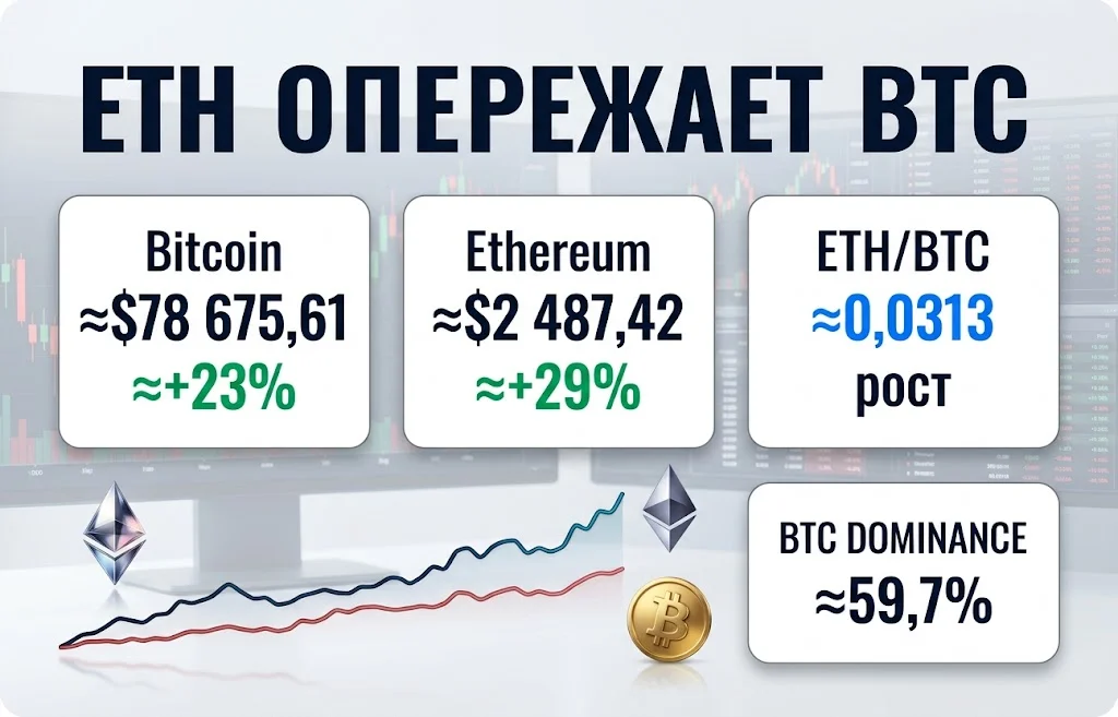 Сезон альткоинов 2026: ETH обгоняет BTC