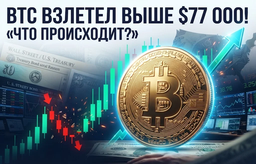 Биткоин взлетел выше $77 000: лучшее ралли с 2023 года