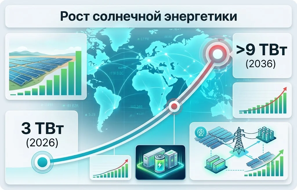 Будущее солнечной энергетики до 2036 года