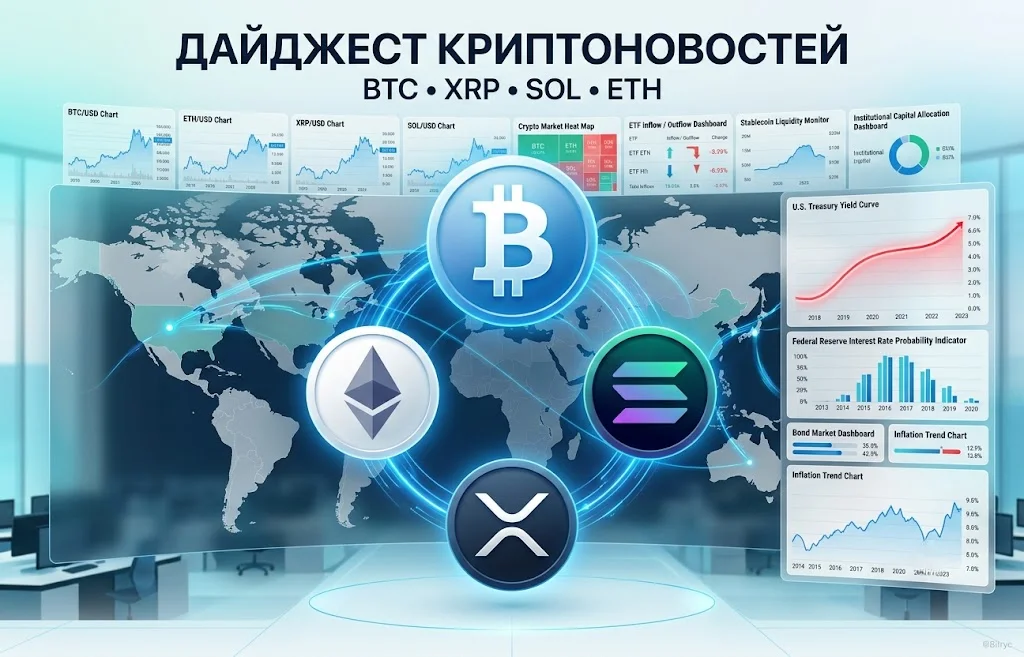Дайджест криптоновостей за 03.08.2026: BTC, XRP, SOL и ETH
