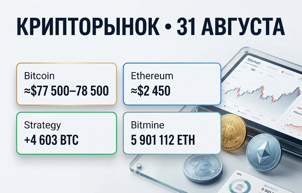 Дайджест криптоновостей за 31.08.2026: BTC держит удар