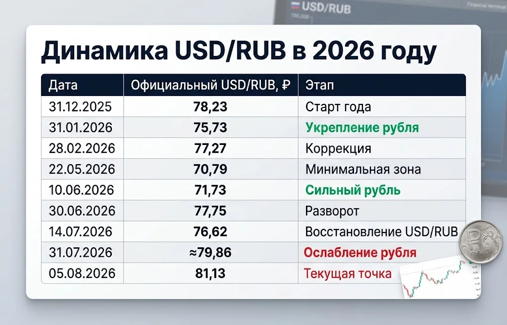 Динамика официального курса usd rub в 2026 году