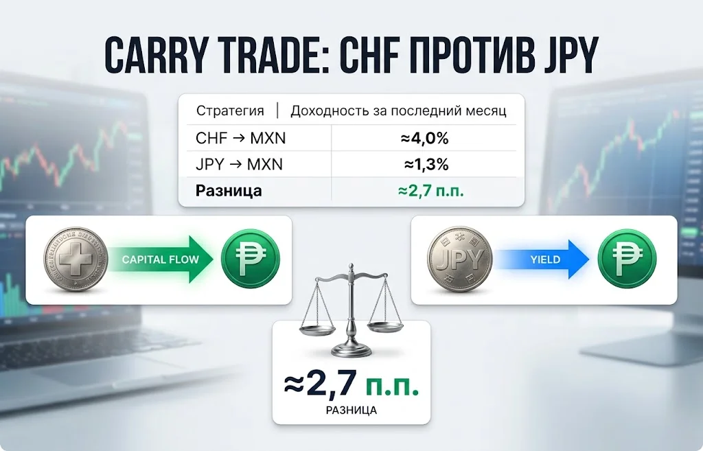 Доходность carry trade через chf заметно выше