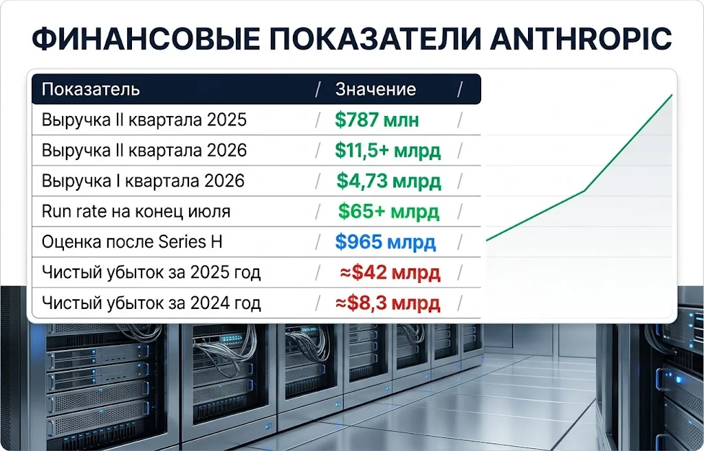 IPO Anthropic может превзойти рекорд SpaceX 3 Выручка, оценка и убытки Anthropic представлены в финансовой инфографике