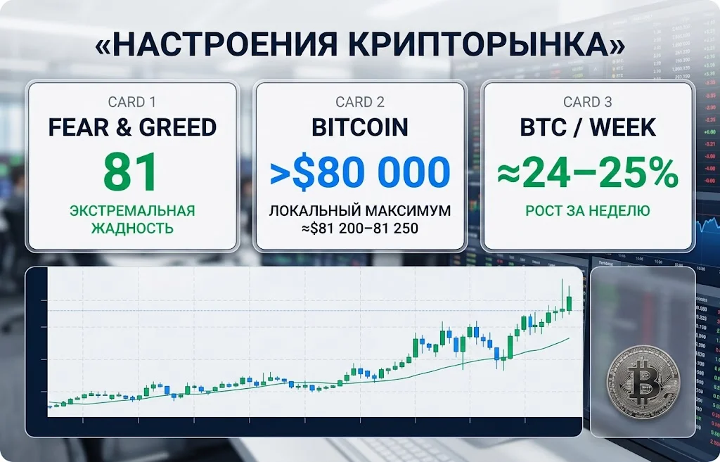 Экстремальная жадность на крипторынке: что будет с BTC?