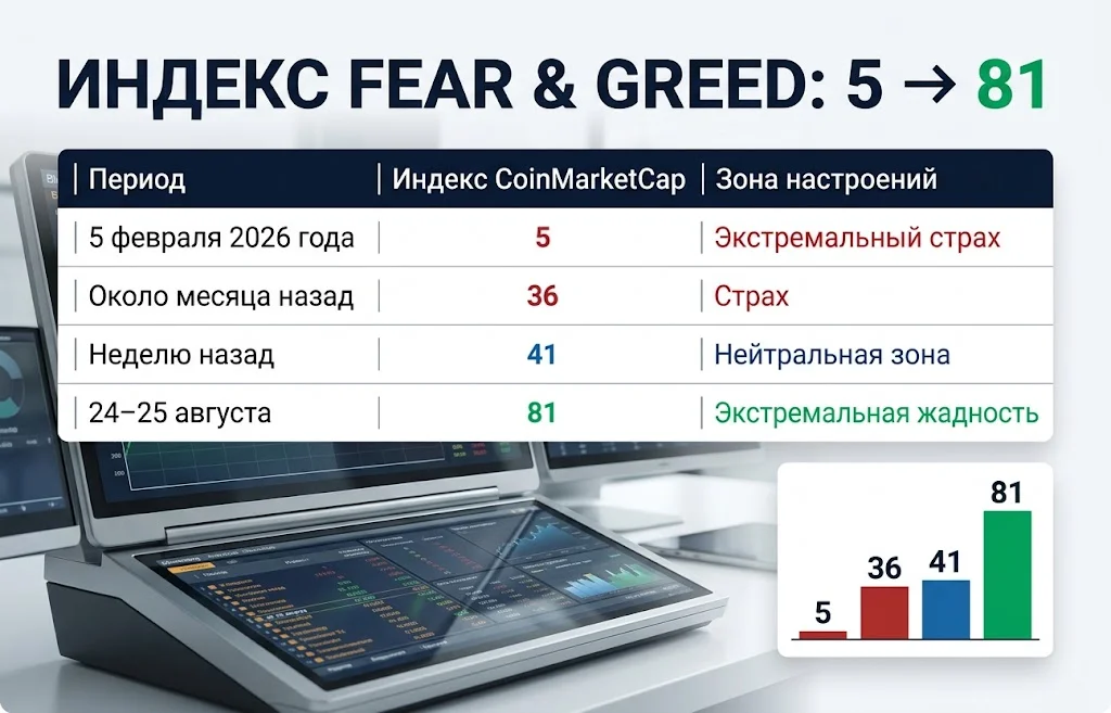 Индекс страха и жадности вырос с 5 до 81