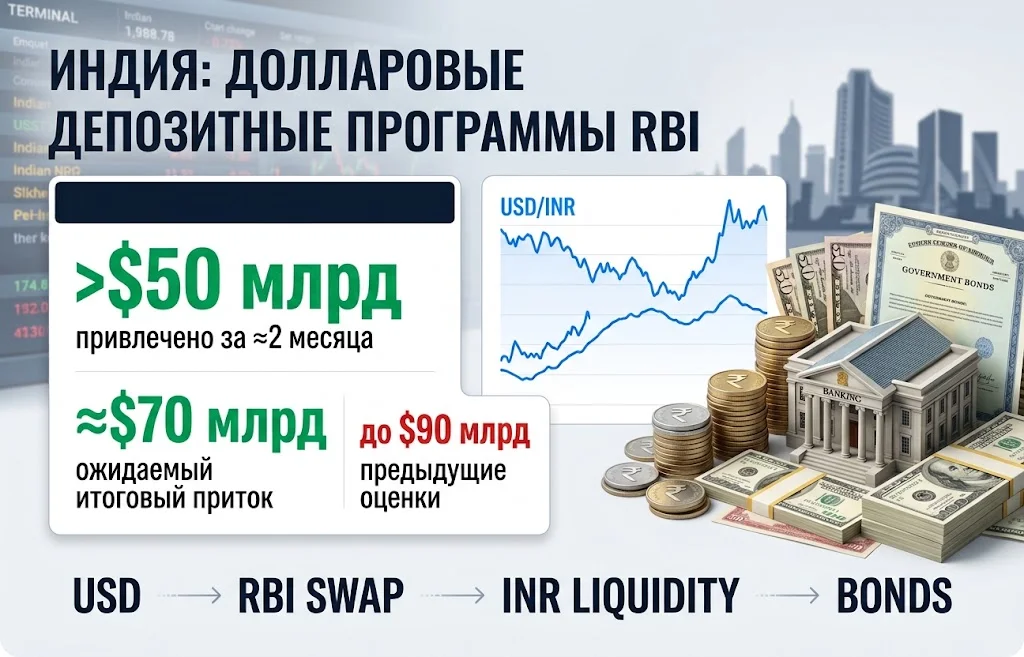 Индийская рупия теряет поддержку после решения RBI