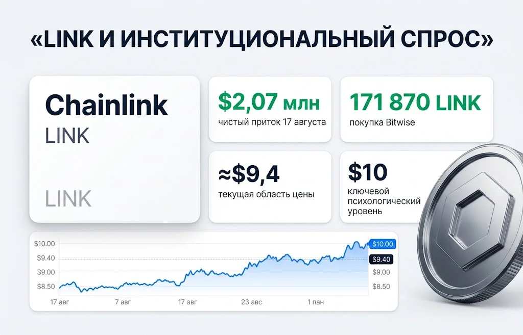 Chainlink растет к $10: что происходит с LINK и ETF