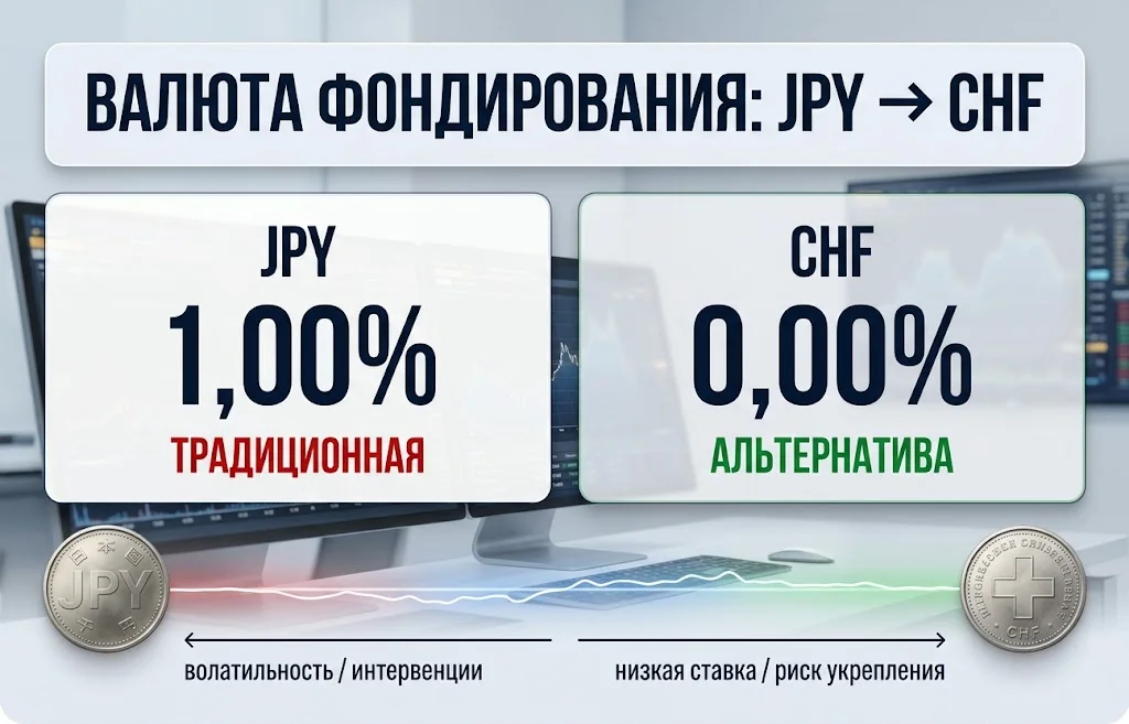 Швейцарский франк вытесняет иену в carry trade