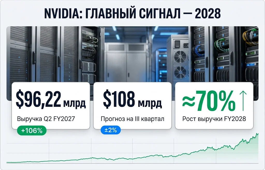 Прогноз выручки NVIDIA: рынок ждет 70% роста в FY2028