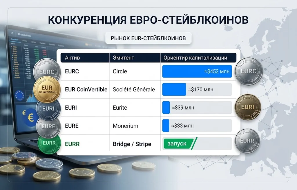 Стейблкоин EURR: Revolut меняет рынок Европы 4 Сравнение EURC, EUR CoinVertible, EURI, EURE и нового EURR