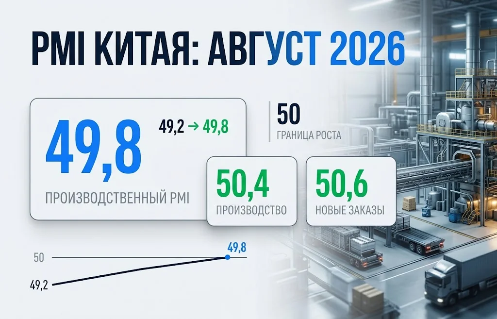 PMI Китая вырос до 49,8: спад в промышленности замедлился
