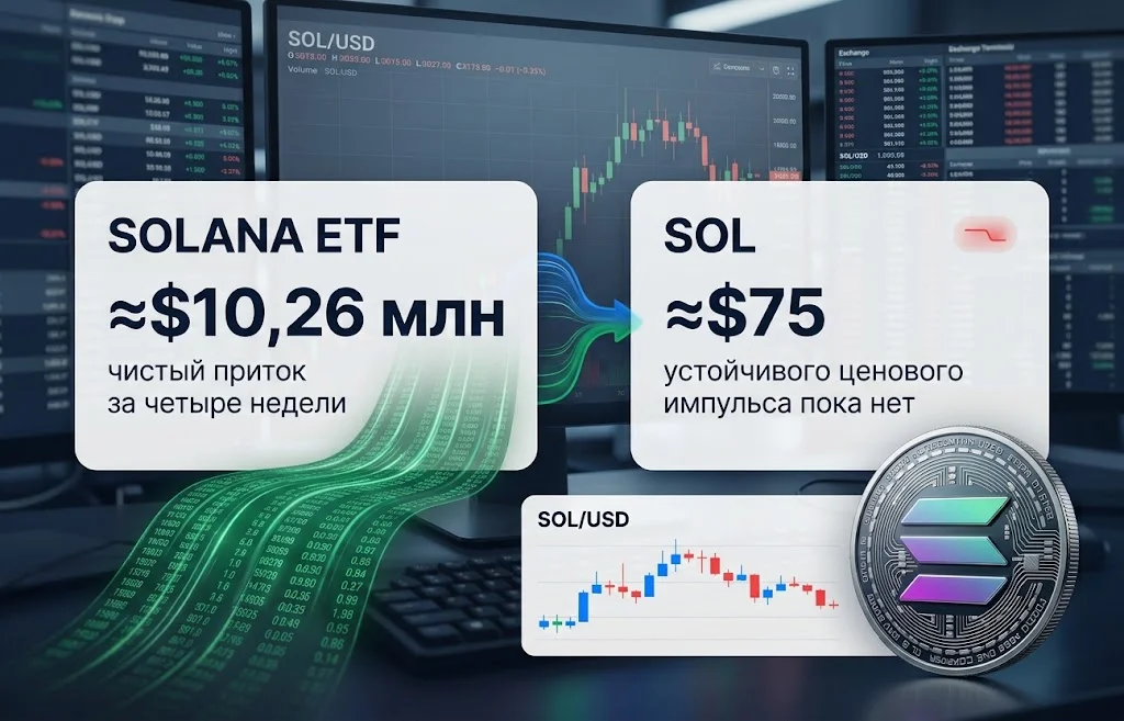 Рост притока капитала в solana etf при цене sol около $75