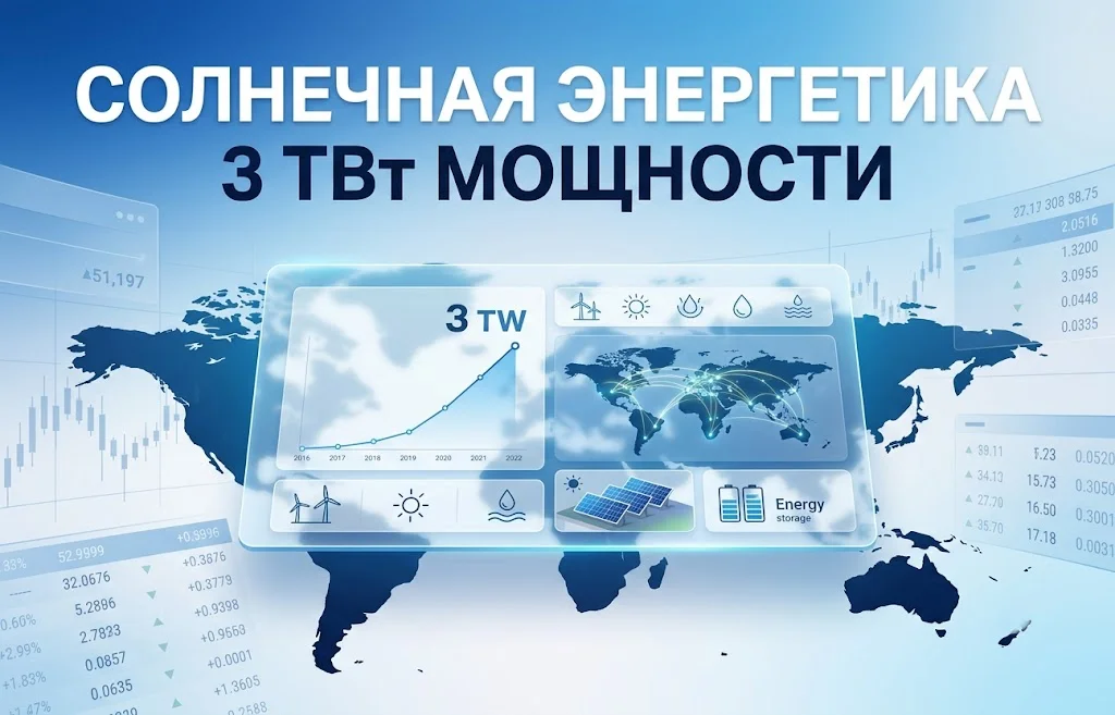 Солнечная энергетика достигла 3 ТВт: новая эпоха рынка