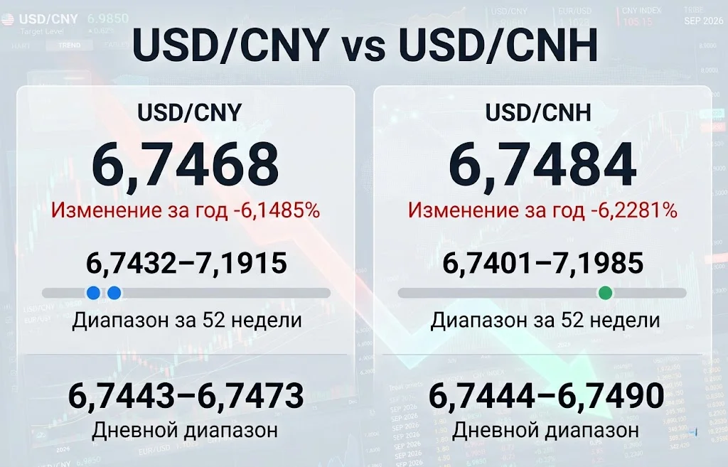 Сравнение usd cny и usd cnh