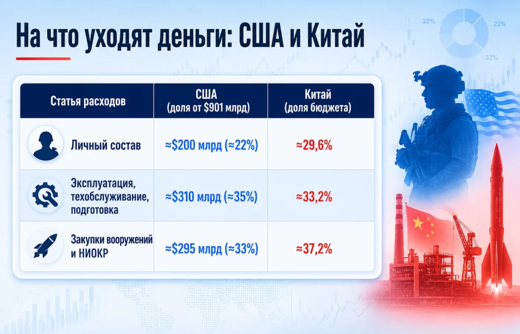 Оборонный бюджет США против военных затрат Китая: кто побеждает на самом деле? 1 Структура военных расходов