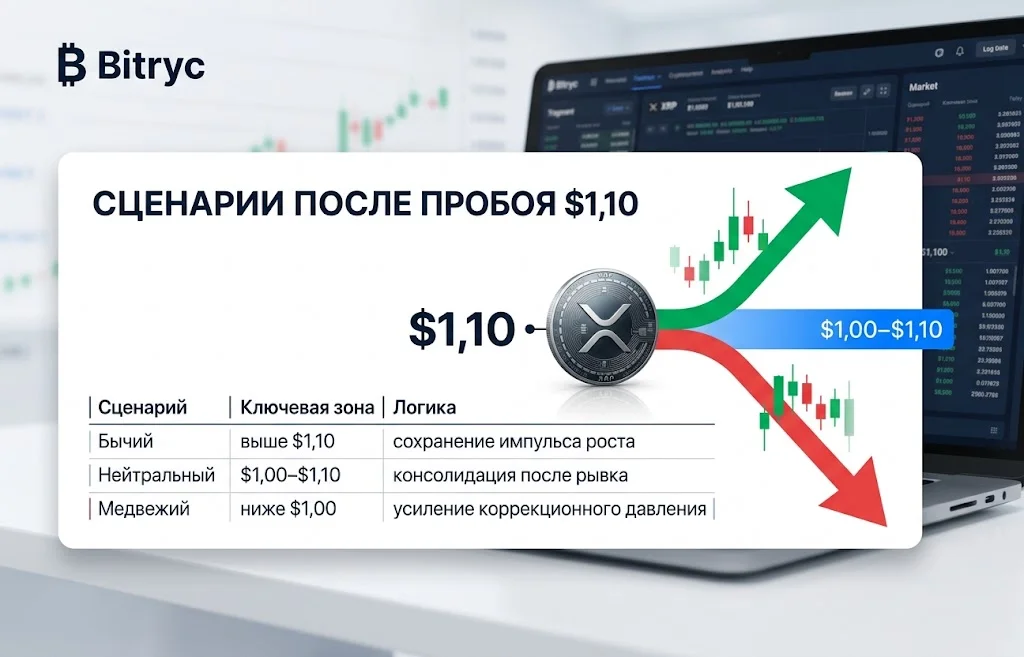 Сценарии движения xrp после пробоя $1,10
