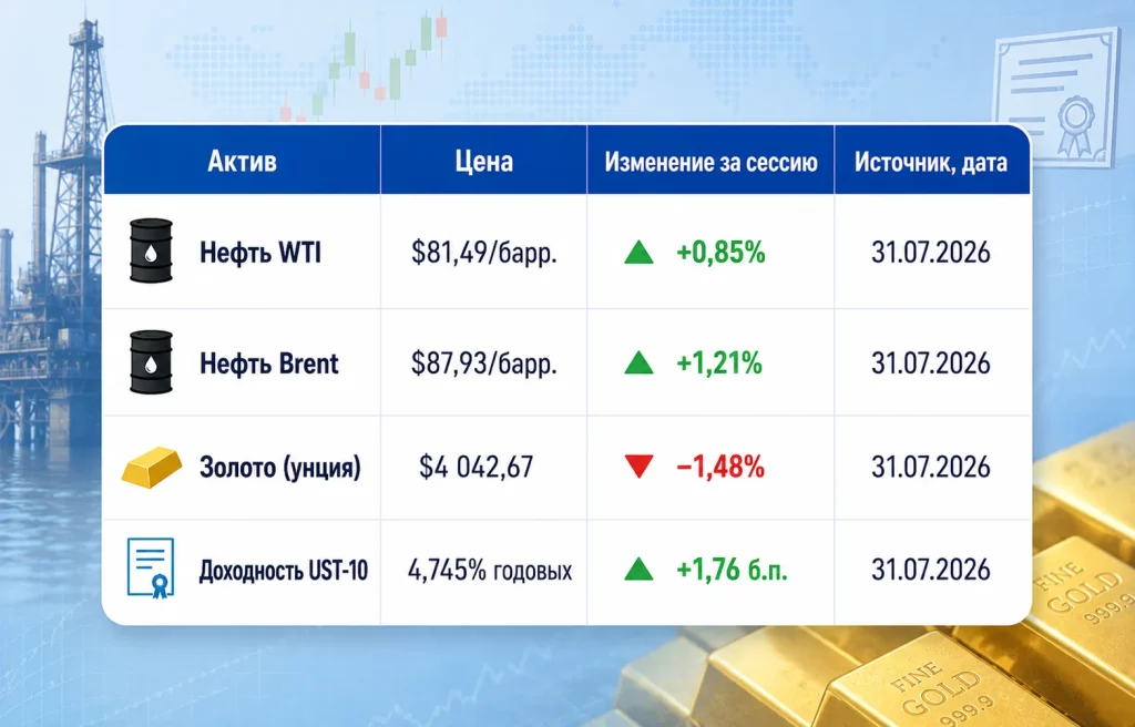 Таблица сырьевых котировок