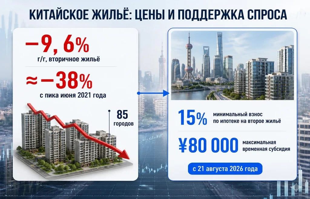 Падение цен на вторичное жильё в Китае и новые ипотечные меры Шанхая