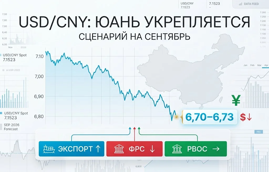 USD/CNY: юань может ускорить рост в сентябре