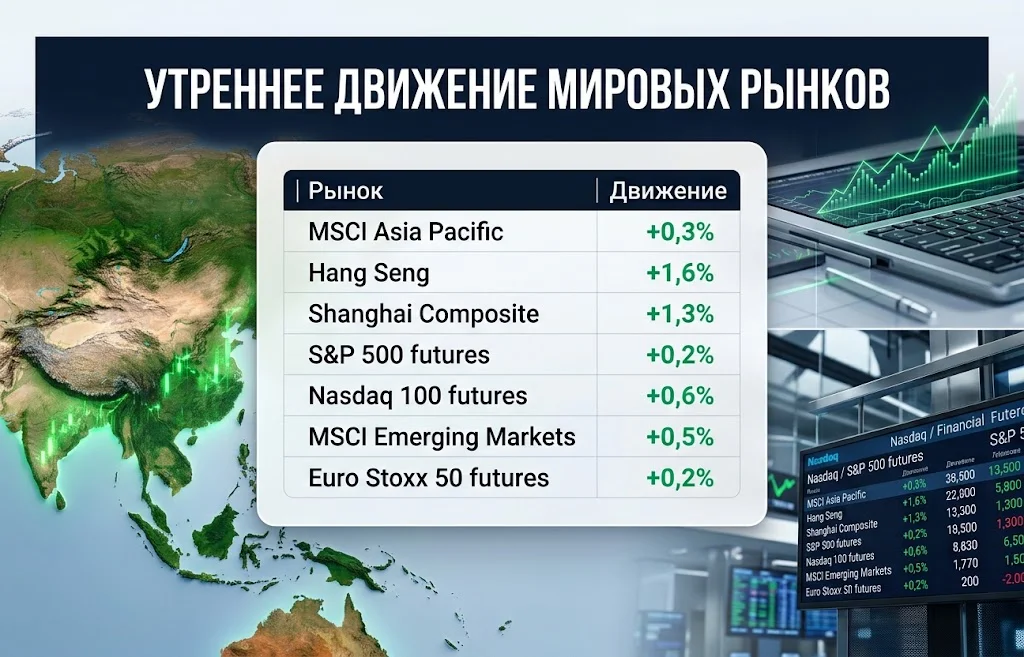 Утреннее движение мировых рынков