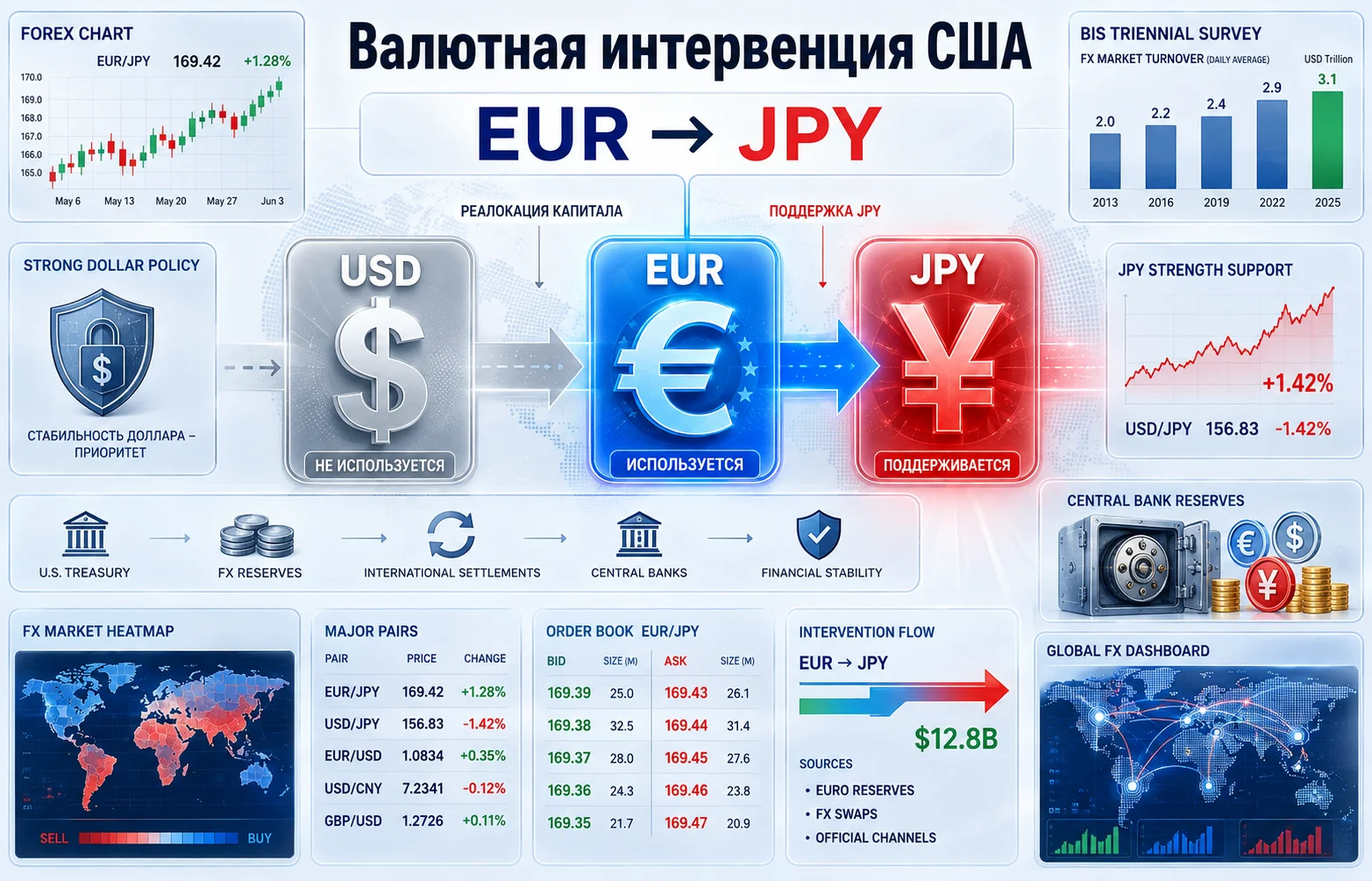 Валютная интервенция США: зачем Минфин покупал JPY через EUR?