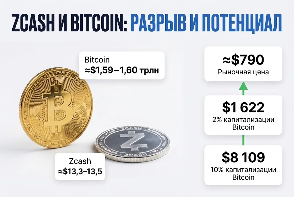 Zcash против Bitcoin: сможет ли ZEC вырасти до $8 109