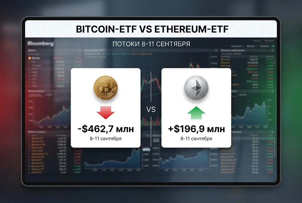 Bitcoin-ETF против Ethereum-ETF: кто выигрывает в сентябре?