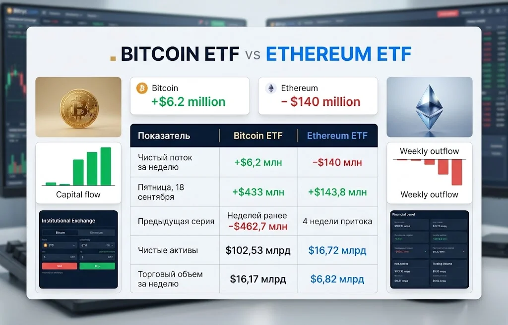 Дайджест криптоновостей за 21.09.2026: BTC выше $80 000 3 Bitcoin ETF получили $6,2 млн за неделю, Ethereum ETF показали отток $140 млн