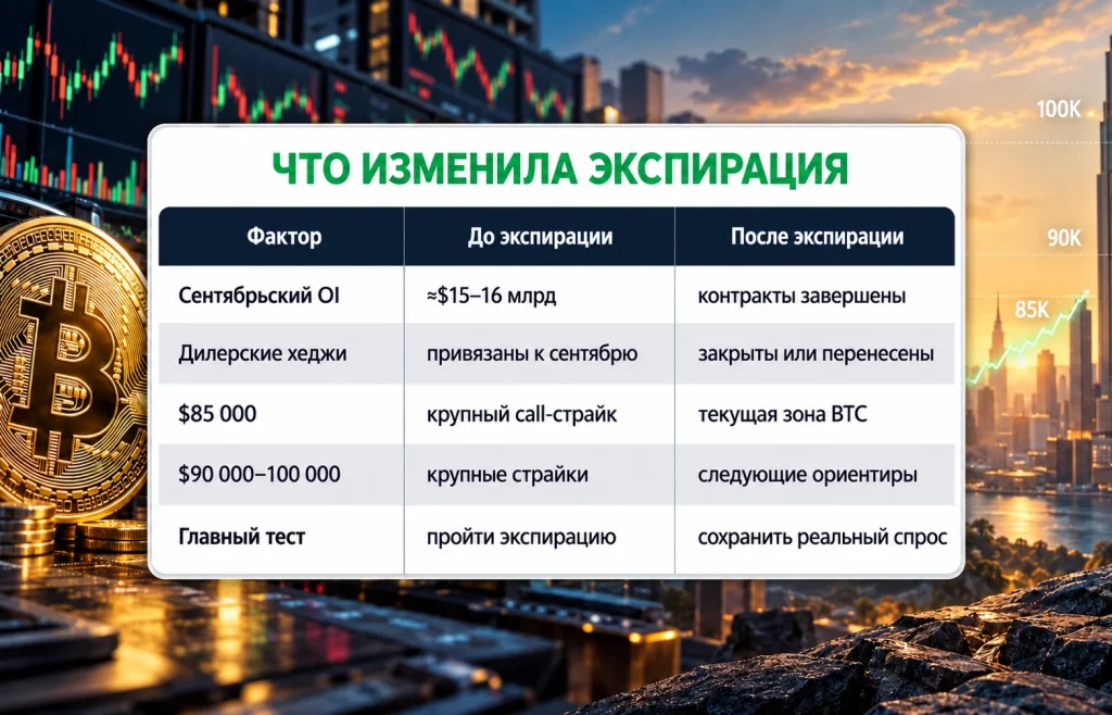 Сравнение рынка Bitcoin до и после экспирации опционов