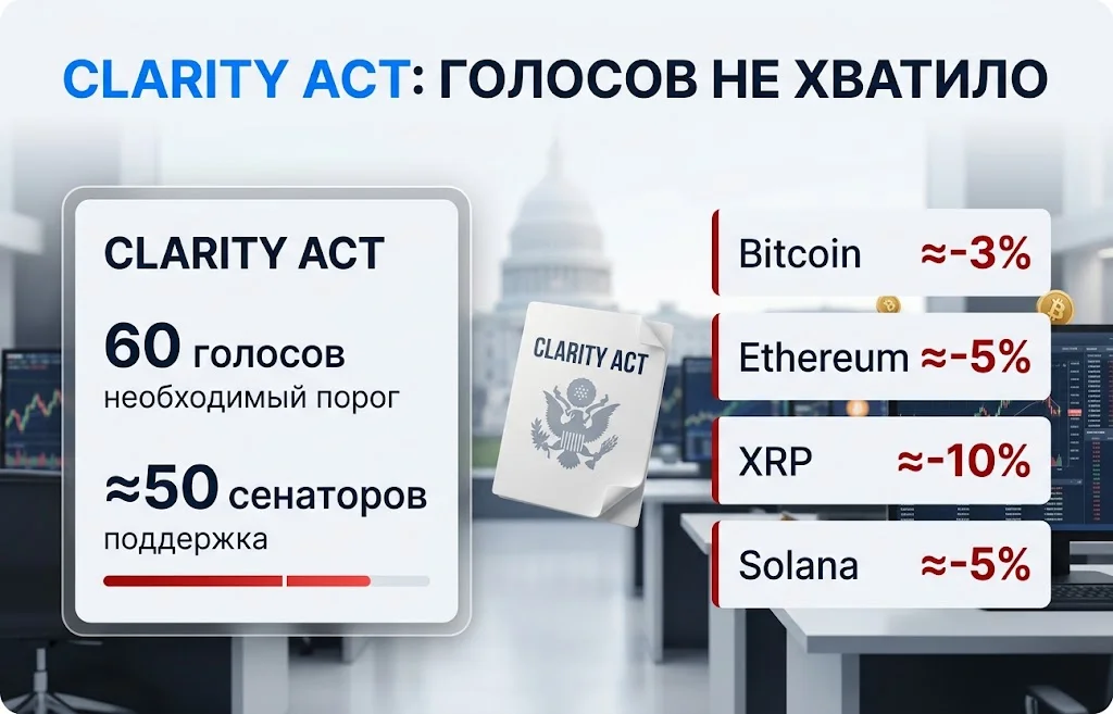 CLARITY Act не набрал достаточно голосов в Сенате США