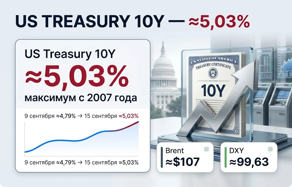Доходность 10-летних Treasuries США взлетела до максимума с 2007 года