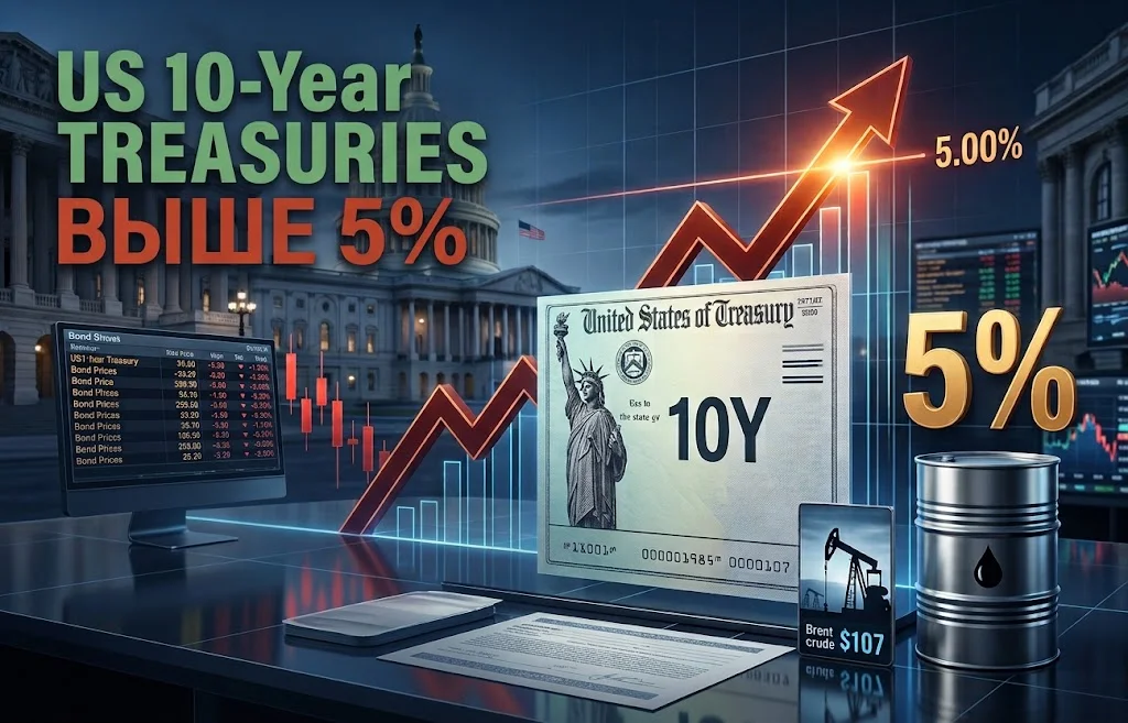 Доходность 10-летних Treasuries США взлетела до максимума с 2007 года