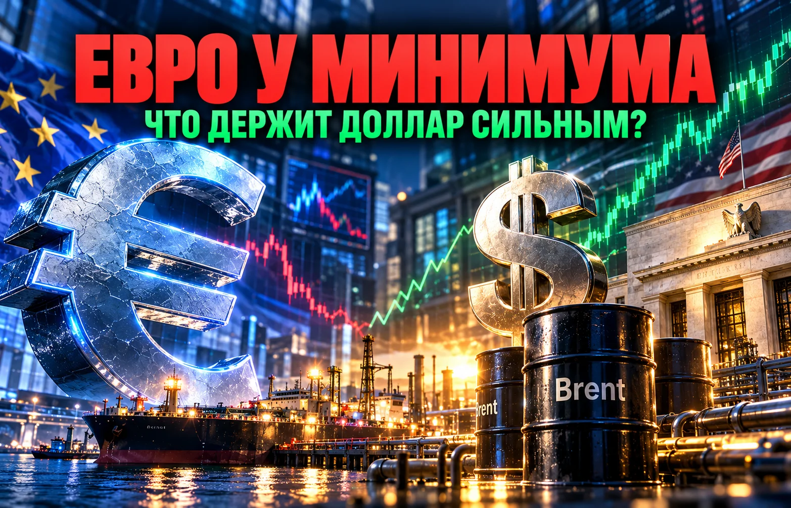 Курс евро к доллару у минимума: нефть меняет расклад сил