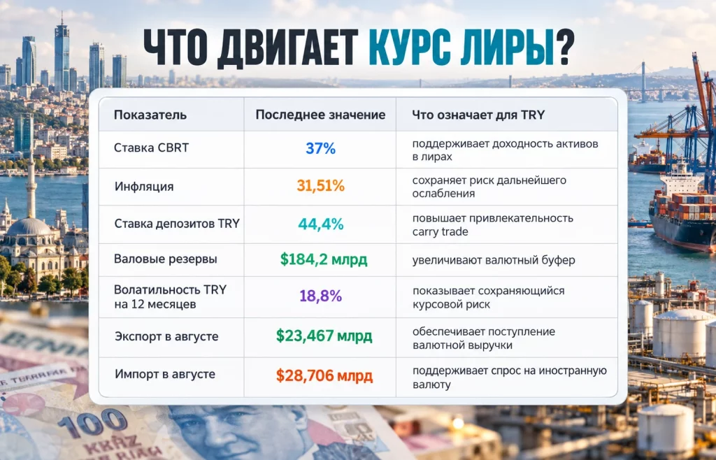 Ставка, инфляция, резервы, экспорт и импорт Турции в сентябре 2026 года