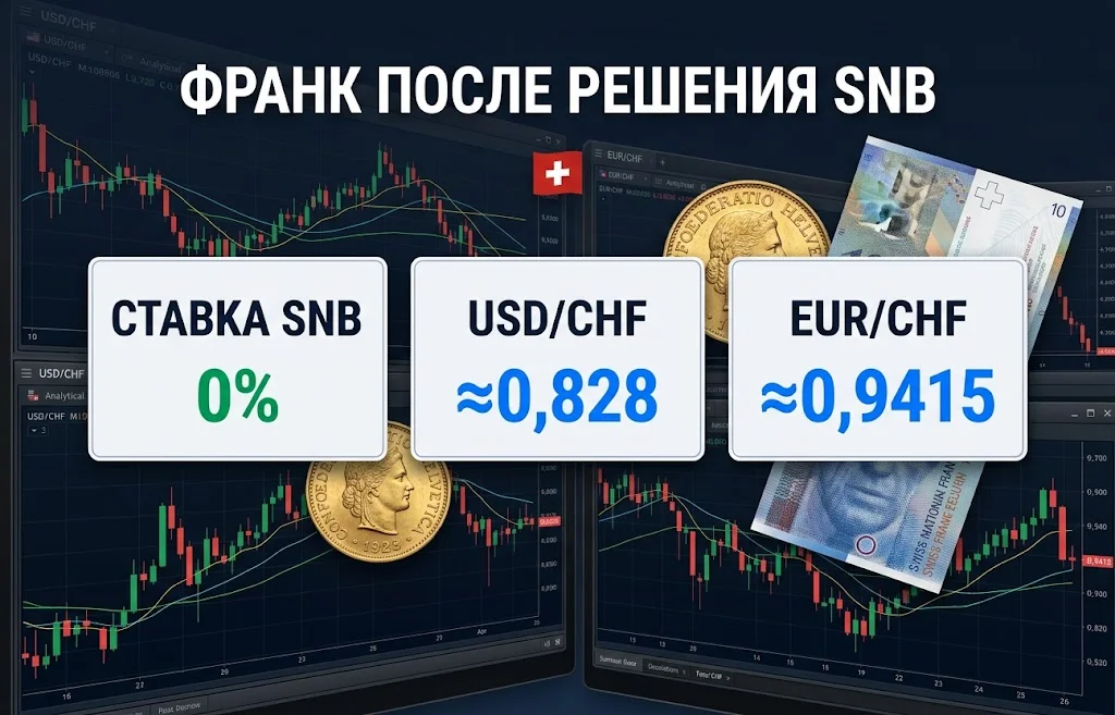 Курс швейцарского франка снизился после решения SNB