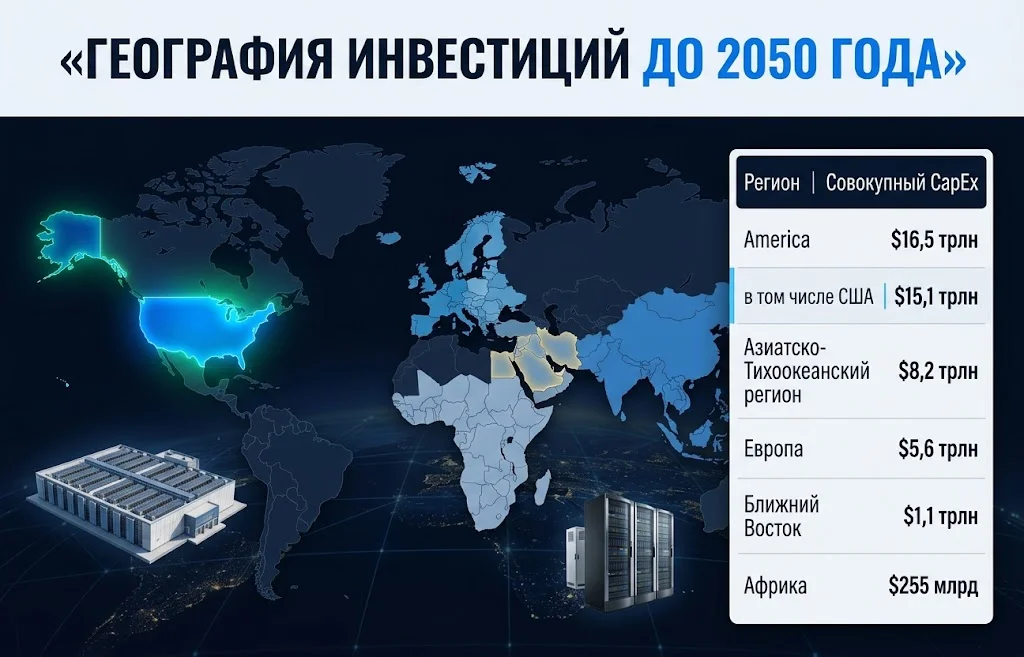 Карта региональных инвестиций с $16,5 трлн для Америки и $15,1 трлн для США