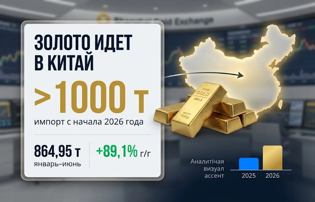 Импорт золота в Китай превысил 1000 тонн в 2026 году